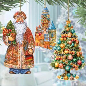 G. DeBrekht Designocracy Santas Around the World Germany Set of 3 Ornaments